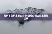 离职了公积金怎么办 辞职后公积金能全部取出来