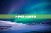 关于成熟的经典语录