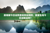 属相猪今日运势查询财运如何，属猪生肖今日运程运势？