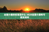 全面小康的标准是什么 2020全面小康有可能实现吗