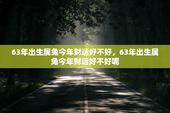 63年出生属兔今年财运好不好，63年出生属兔今年财运好不好呢