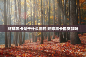 环球黑卡是干什么用的 环球黑卡能贷款吗