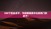 300个创业点子，为你揭晓其中比较热门的点子！
